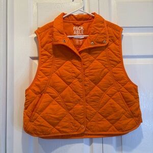 Love Tree Quilted Orange Button Up Vest - Size Large